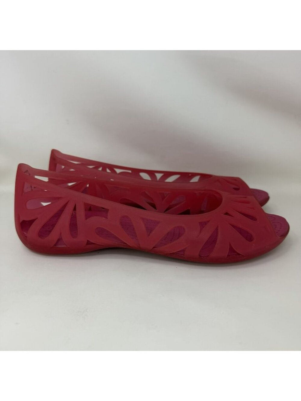 Crocs Adrina III Slip On Cut Out Peep Toe Jelly Sandals Pink Women’s Size 8 - Picture 1 of 7